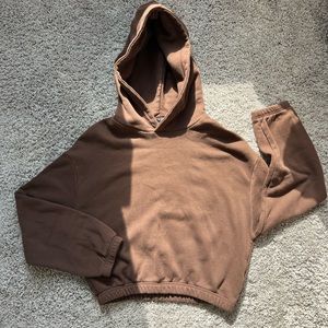 ZARA Chocolate Brown Cropped Hoodie